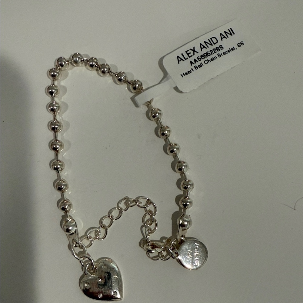 Alex and Ani Silver Heart Charm Bracelet